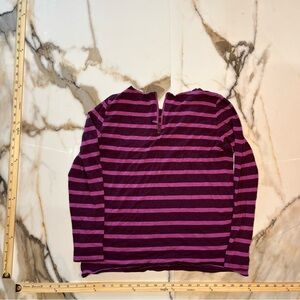 LOFT Purple and Magenta Striped Long Sleeve Top